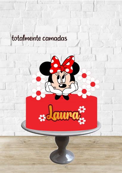 Arquivo de Corte Topo Rosto Minnie Vermelha Flores