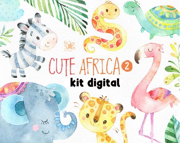 Kit Digital África Aquarelado