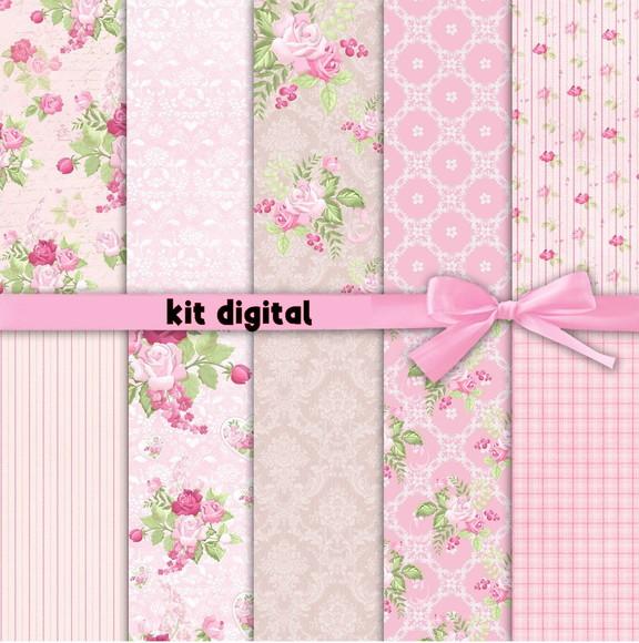 Kit Digital Floral Rosa