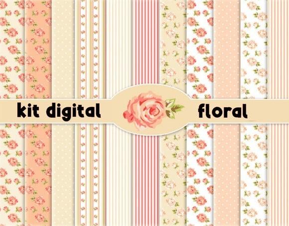 Kit Digital Floral Salmon