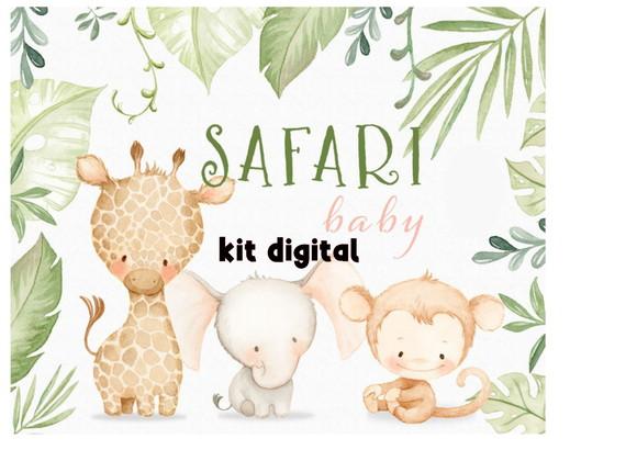 Kit Digital Safari Baby Aquarela