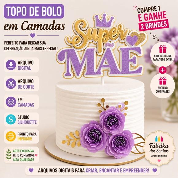 Topo de Bolo Super Mãe - Silhouette