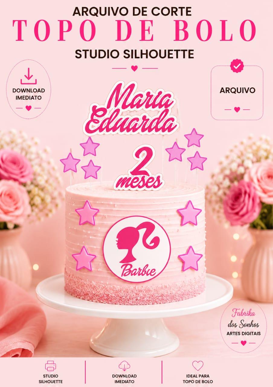 Arquivo de Corte Topo de Bolo Barbie Circulo Silhoueta