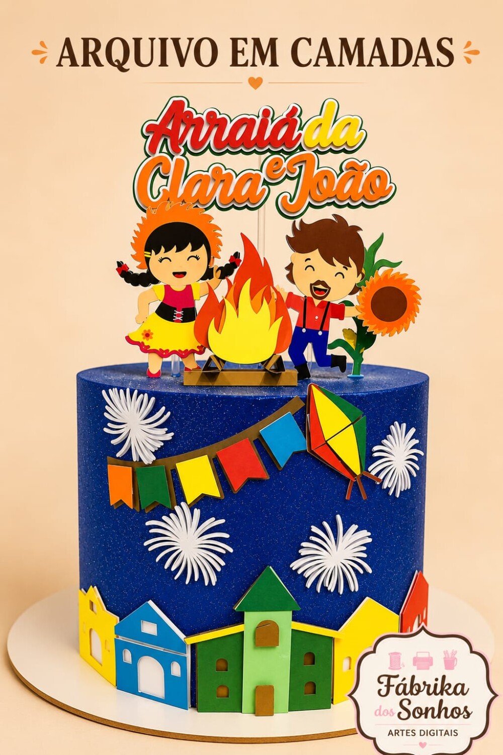 Arquivo de corte topo de bolo festa junina casal