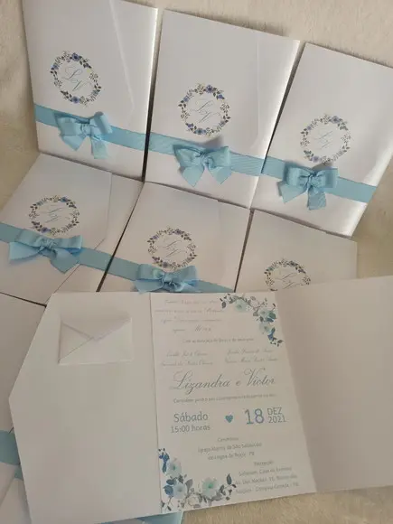 Arquivo Corte Kit Convite Casamento Azul Serenity