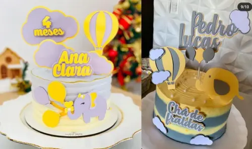 Arquivo de Corte 2 Topos Elefantinho Amarelo com Cinza