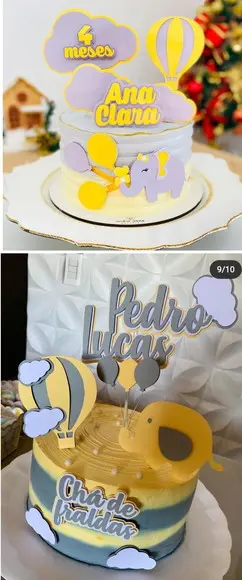 Arquivo de Corte 2 Topos Elefantinho Amarelo com Cinza