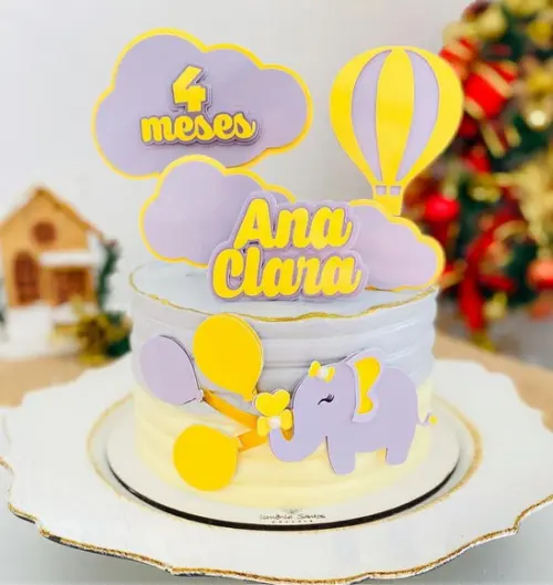 Arquivo de Corte 2 Topos Elefantinho Amarelo com Cinza