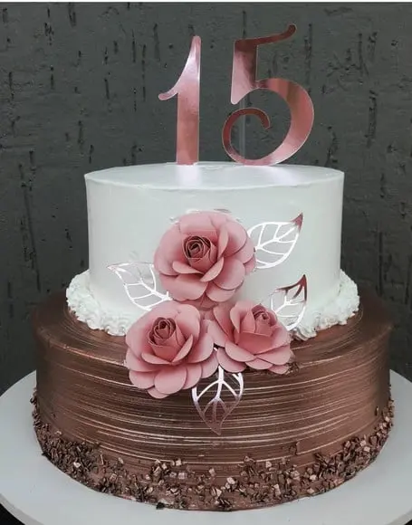 Arquivo de Corte Topo 15 Anos Rosas Rose Gold