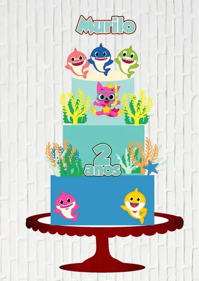 Arquivo de Corte Topo Baby Shark 3 Andares