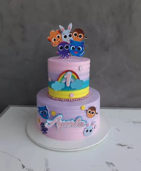 Arquivo de Corte Topo Bolo Fofos Arco Iris