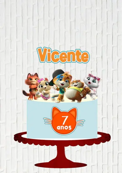 Arquivo de Corte Topo de Bolo 44 Gatos