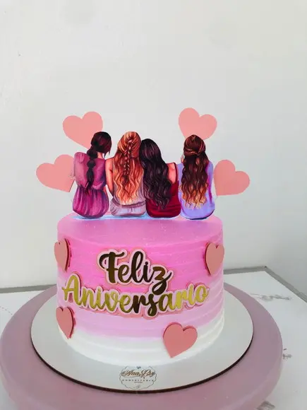 Arquivo de Corte Topo de Bolo Amigas Feliz Aniversario