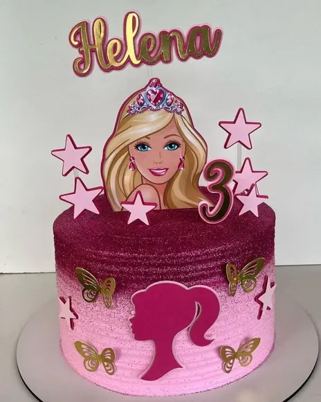 Arquivo de Corte Topo de Bolo Barbie Estrelas