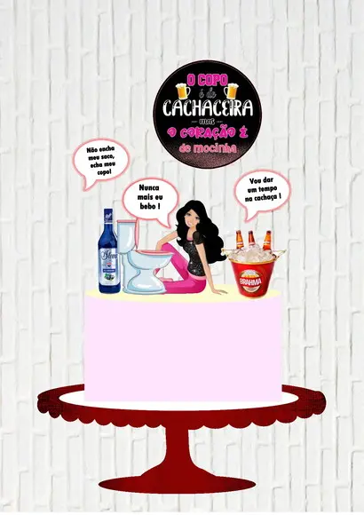 Arquivo de Corte Topo de Bolo Barbie Morena Cachaceira