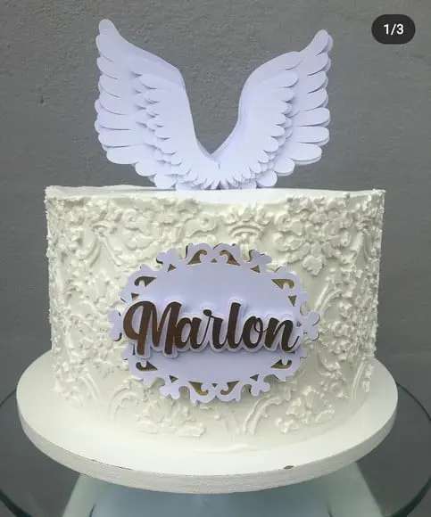 Arquivo de Corte Topo de Bolo Batizado Asas de Anjo