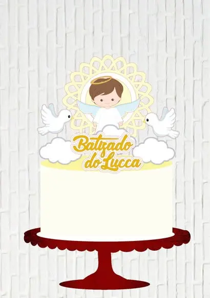 Arquivo de Corte Topo de Bolo Batizado Menino Moldura