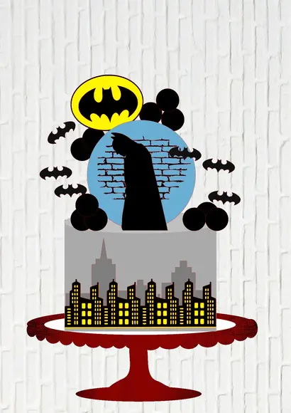 Arquivo de Corte Topo de Bolo Batman Muro e Prédio Camadas