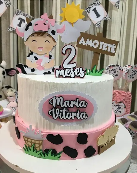 Arquivo de Corte Topo de Bolo Bebe Vaquinha Camadas
