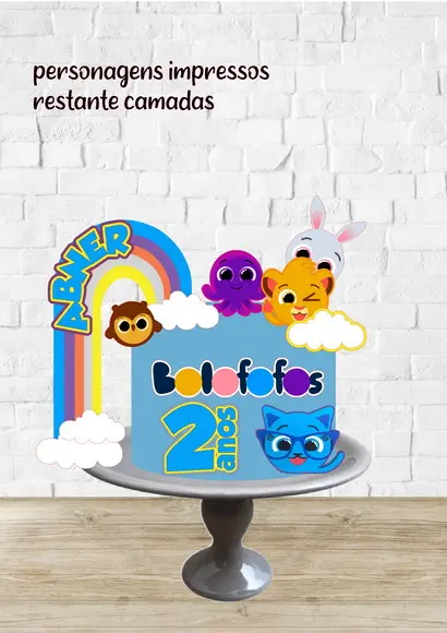 Arquivo de Corte Topo de Bolo Bolo Fofos Arco Iris