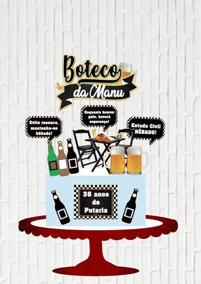 Arquivo de Corte Topo de Bolo Boteco Plaquinhas