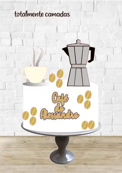 Arquivo de Corte Topo de Bolo Café Cafeteira