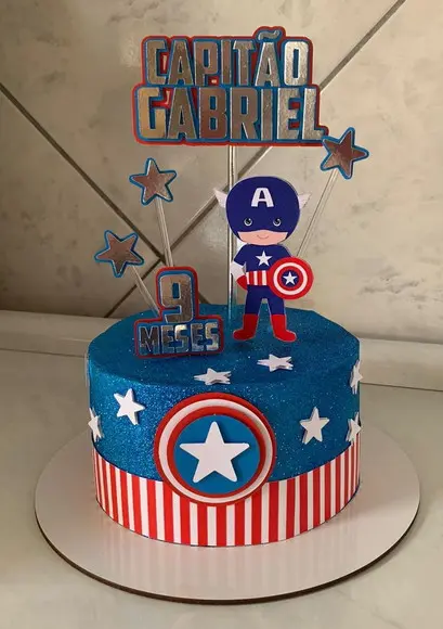 Arquivo de Corte Topo de Bolo Capitão America Logo Camadas