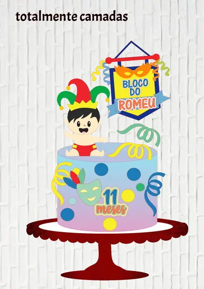 Arquivo de Corte Topo de Bolo Carnaval Bebe