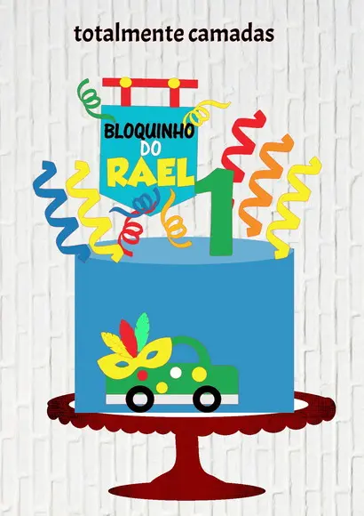 Arquivo de Corte Topo de Bolo Carnaval Carrinho