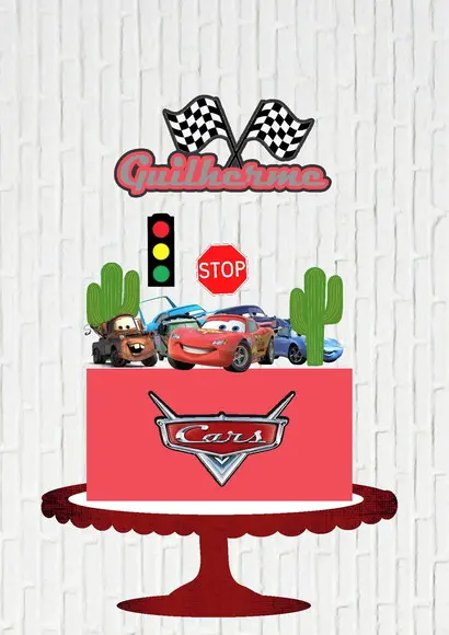 Arquivo de Corte Topo de Bolo Carros Mcqueen Cactos