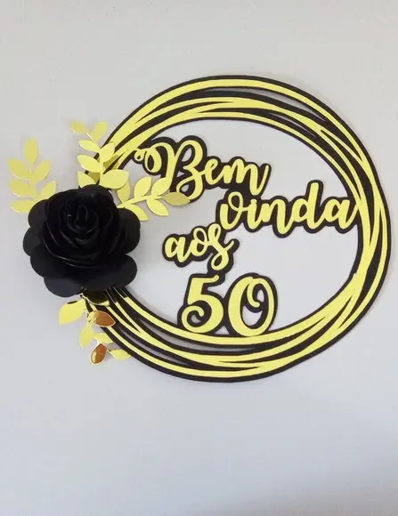 Arquivo de Corte Topo de Bolo Circular Bem Vinda aos 50