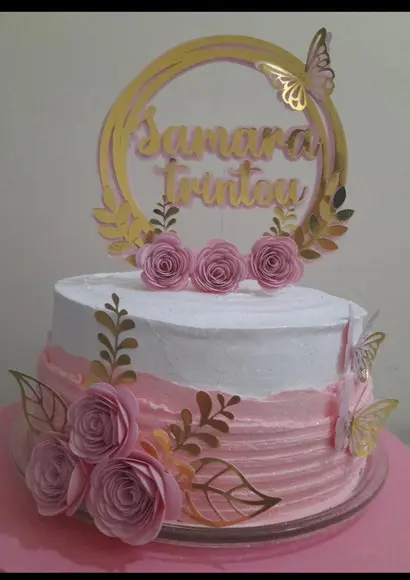 Arquivo de Corte Topo de Bolo Circular Flores Trintei