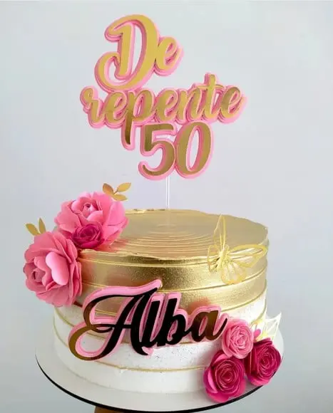 Arquivo de Corte Topo de Bolo de Repente 50 Flores