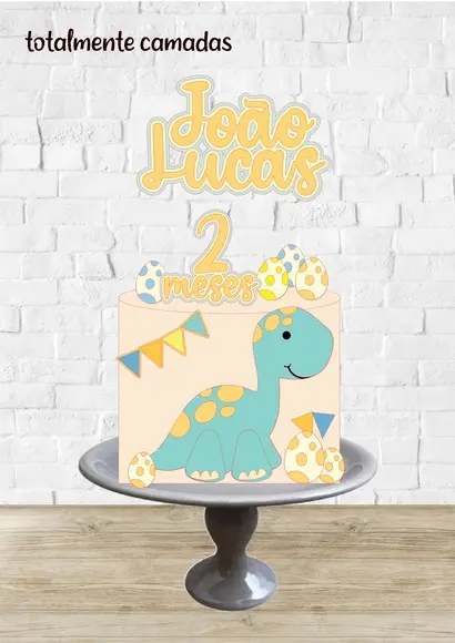 Arquivo de Corte Topo de Bolo Dinossauro Baby Camadas