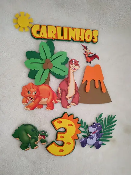 Arquivo de Corte Topo de Bolo Dinossauro Vale Encantado