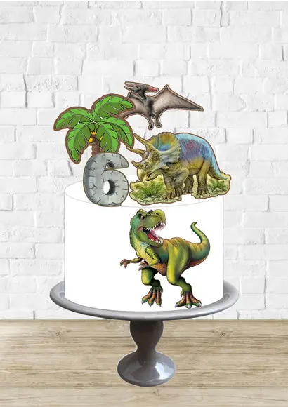 Arquivo de Corte Topo de Bolo Dinossauros Realista