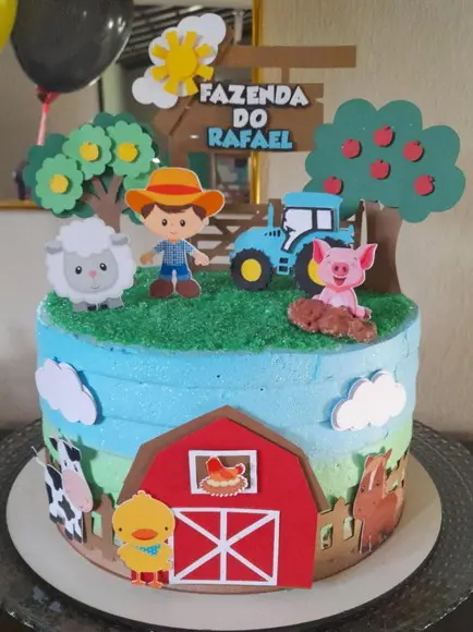 Arquivo de Corte Topo de Bolo Fazendinha Menino Camadas