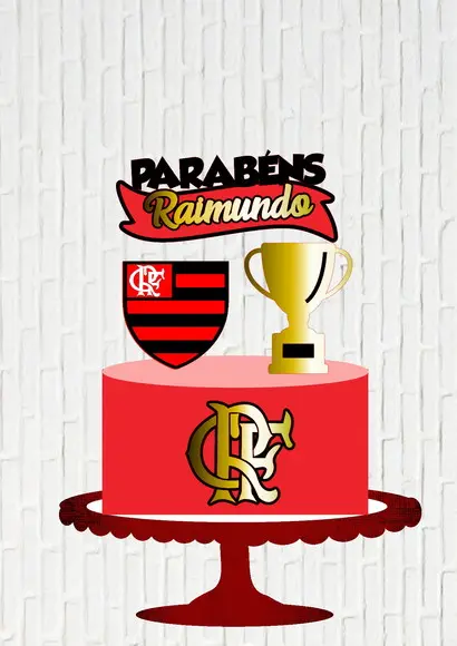 Arquivo de Corte Topo de Bolo Flamengo Taça e Faixa Camadas