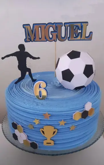 Arquivo de Corte Topo de Bolo Futebol Bola 3d
