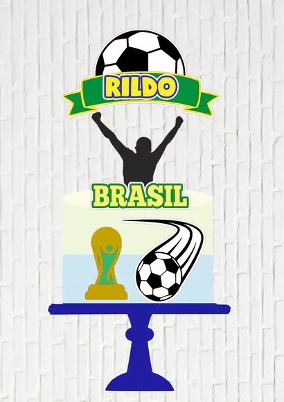 Arquivo de Corte Topo de Bolo Futebol Copa Camadas