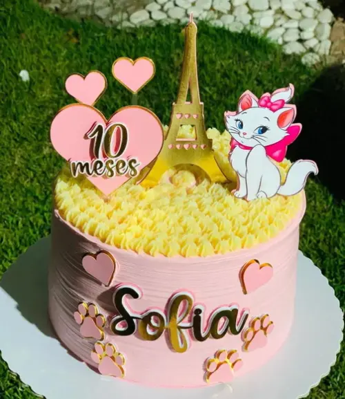Arquivo de Corte Topo de Bolo Gatinha Marrie Torre Eiffel