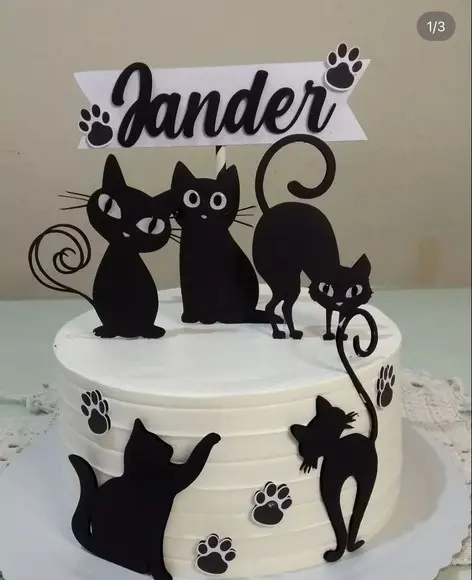 Arquivo de Corte Topo de Bolo Gatinhos Pretos Camadas