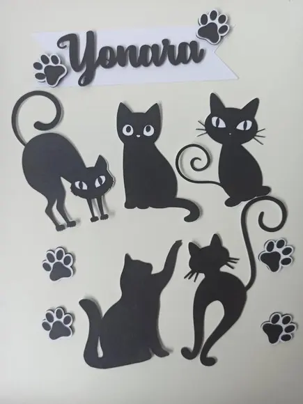 Arquivo de Corte Topo de Bolo Gatinhos Pretos Camadas
