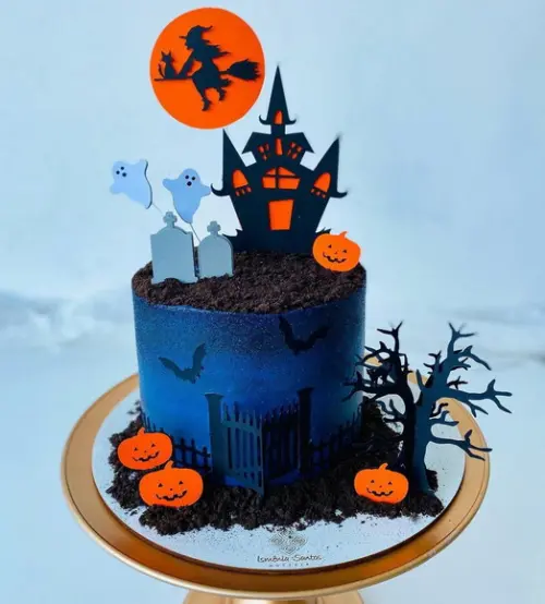Arquivo de Corte Topo de Bolo Halloween Arvore 3d
