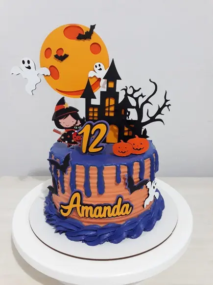 Arquivo de Corte Topo de Bolo Halloween Bruxinha Morena