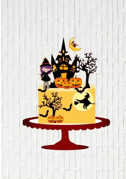 Arquivo de Corte Topo de Bolo Halloween Bruxinha Roxa
