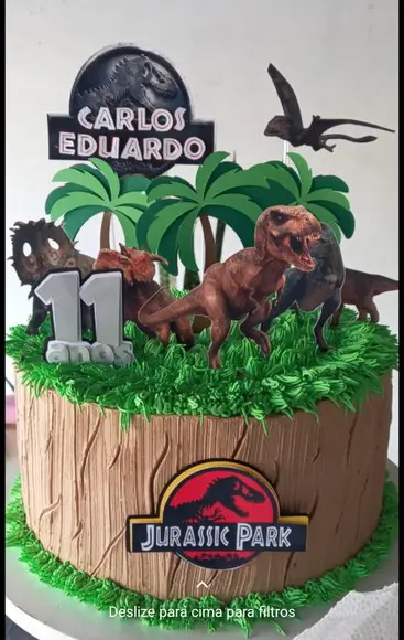 Arquivo de Corte Topo de Bolo Jurassic Park Coqueiro Camadas