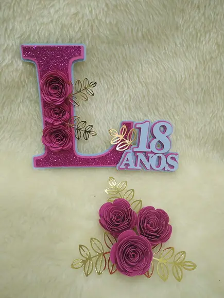 Arquivo de Corte Topo de Bolo Letra l 18 Anos Flores