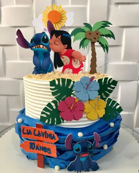 Arquivo de Corte Topo de Bolo Lilo e Stitch Flores