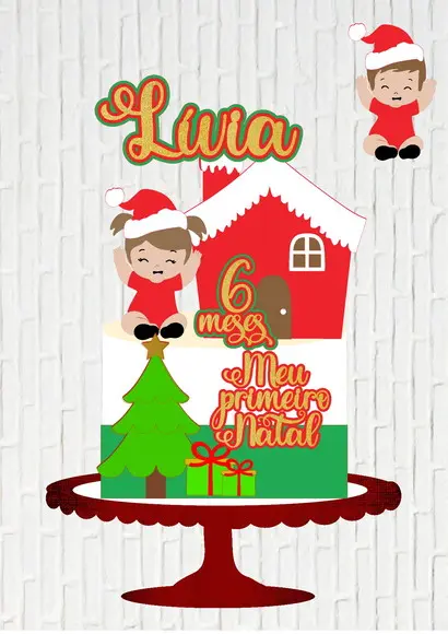 Arquivo de Corte Topo de Bolo Meu Primeiro Natal Bebe Menina